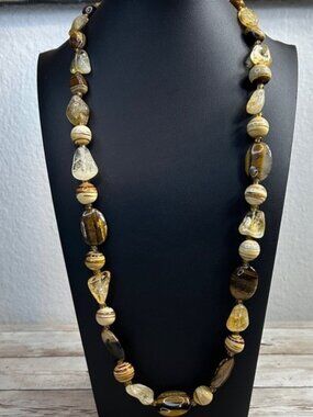 Gorgeous Artisan necklace featuring stone and lamp work glass